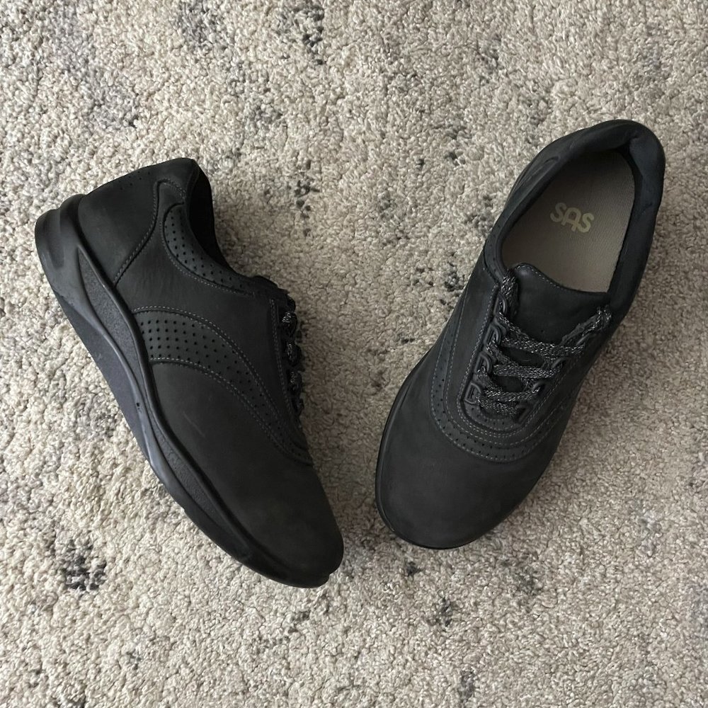 SAS Walk Easy Nero Sneakers Shoes Black size 9.5W Wide Tripad Comfort